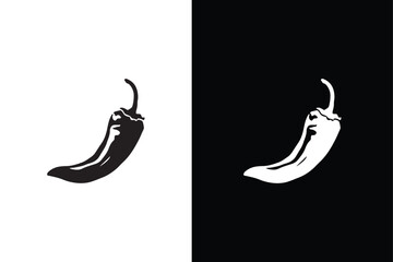 Spicy chili hot  icon  illustration on white and black background.