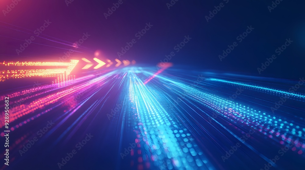 Aufkleber abstract digital pathway with glowing lines and bokeh