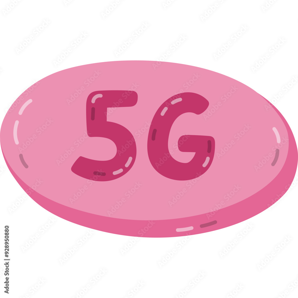 Poster cute cartoon 5g high speed wireless internet icon in volume bubble. hand drawn fast network connecti