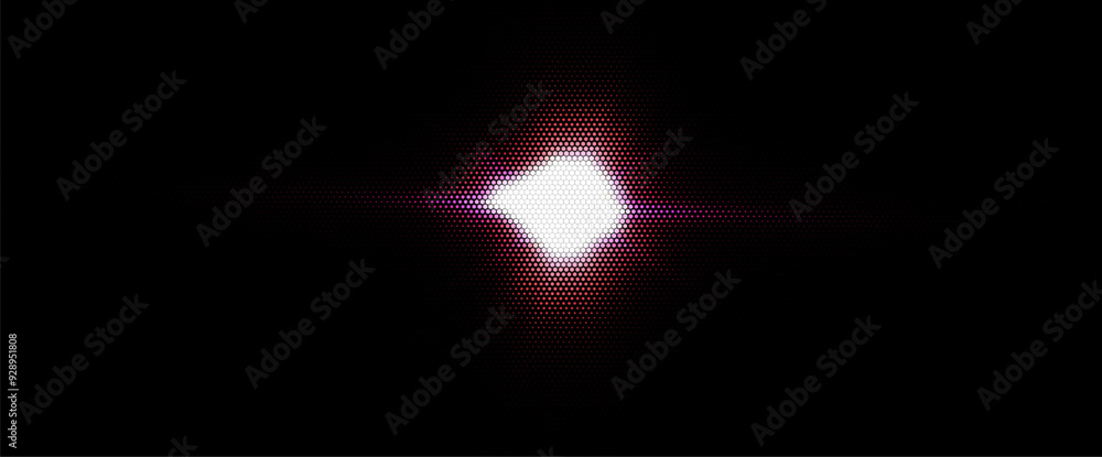 Poster mosaic image of light source from hexagons. honeycomb structure. vector illustration.