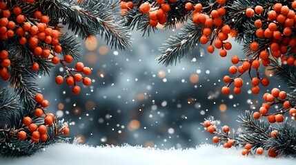 Elegant winter background with festive elements, ideal for a Christmas and New Year greeting card or banner with a cheerful vibe.