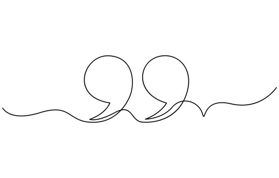 quote mark icon symbol one line drawing, Single continuous line drawing of a quote mark
