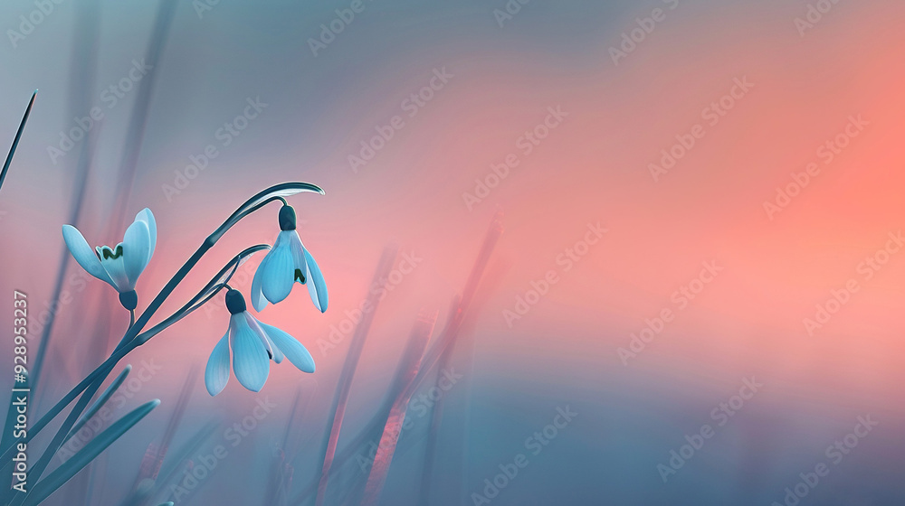 Aufkleber flowers in sharp focus against a blurred background the sky is also visible and clearly defined