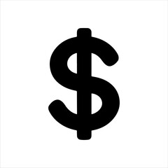 Black american dollar sign coin icon silhouette vector illustration design on white background.