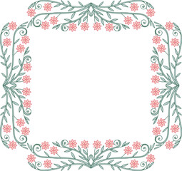 Frame of flowers.Floral ornament. Vector illustration. Hand drawing.