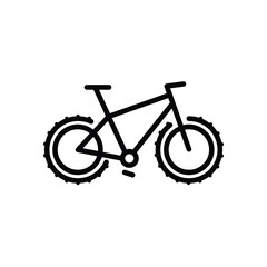 Outline bike icon. Vector sign of  bicycle. Thin line bike logotype. Bicycle's silhouette. Web vector design. E-byke symbol. City bike's logo isolated on white background.