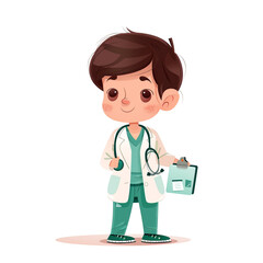 Fototapeta premium Vector illustration of cute doctor