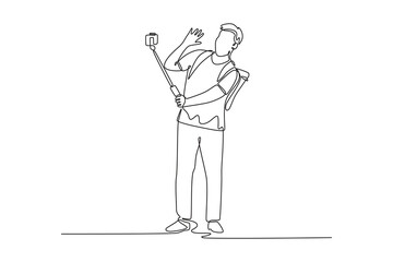 Traveling activity concept.. Single line draw design vector graphic illustration.