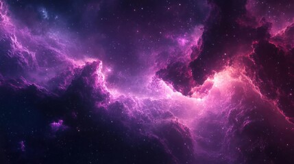 Obraz premium Vibrant nebula of stars in an interstellar void under a night sky.