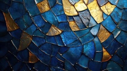 A close-up of a mosaic with various color tiles, creating an intricate and vibrant pattern.