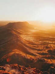 Fototapeta premium Magical Australian Outback Landscape at Golden Hour - Perfect for Adventure Tourism Promotions