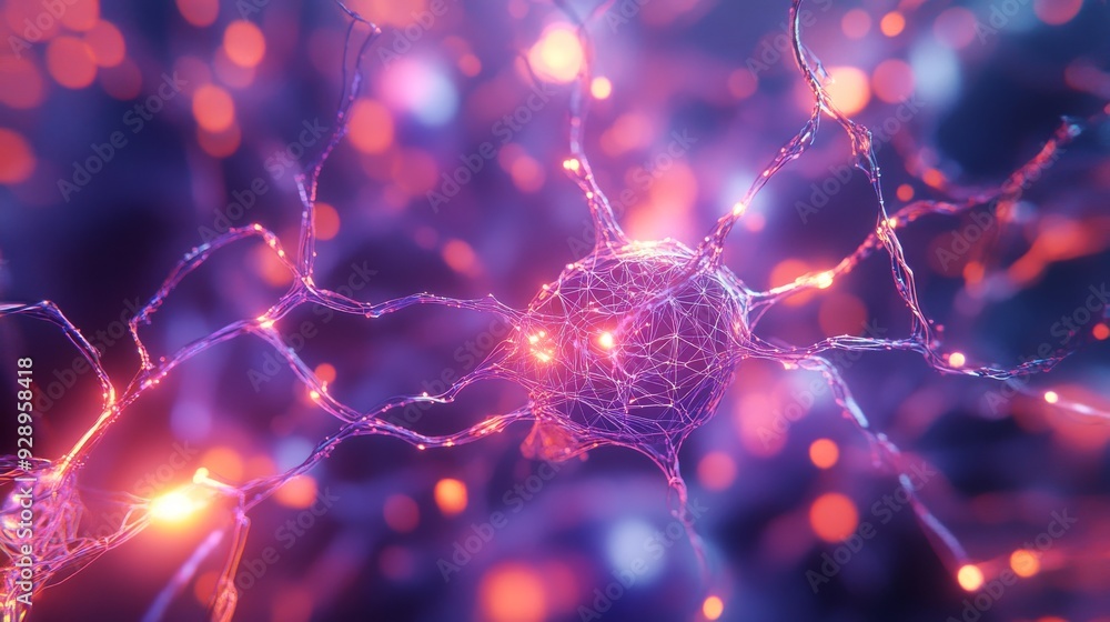 Poster virtual network with intricate digital nodes and smooth color transitions