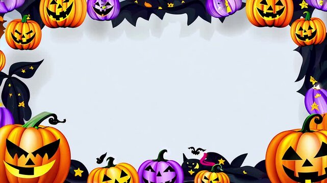 Halloween pumpkin Jack O' Lantern party border background with copy space for design.