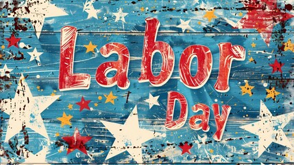 Labor Day text grunge poster