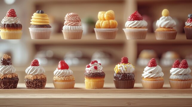A 3D bakery menu board with floating dessert icons, symbolizing a variety of sweet offerings