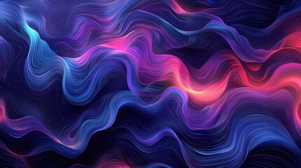 Vibrant digital abstract painting featuring wavy,