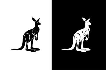 Kangaroo black silhouette vector. Kangaroo isolated on a white background.