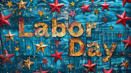 Labor Day text grunge banner
