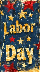 Labor Day text grunge banner