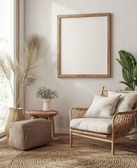 Contemporary home design with frame mockup 3d rendering