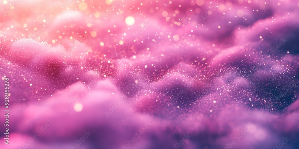 Aufkleber a serene view of vibrant clouds sparkling with luminous particles, creating a captivating dreamy atm