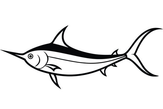 black and white swordfish outline