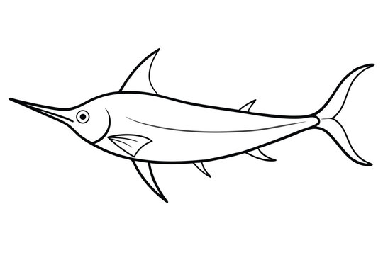 black and white swordfish outline