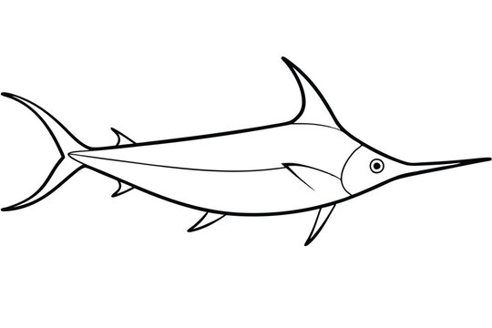 black and white swordfish outline