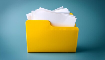 3D yellow folder with document inside