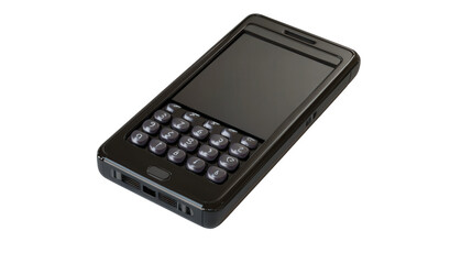 Obraz premium A black cell phone with a keyboard on the front