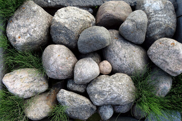 Large stones used as outdoor lanscape decoration.
