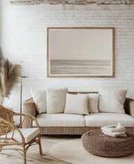Charming farmhouse setting with mockup frame 3d render