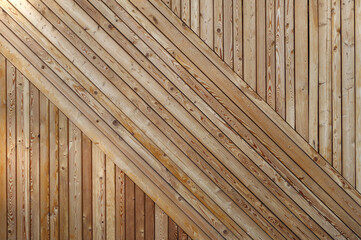 Wood panel wall made of pine boards.