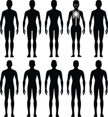 Human Body Modern Black Silhouette Design Elements