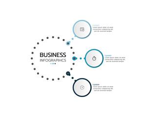 Business infographic template. concept 3 options cycle with icons.