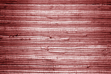 Red color handmade rag carpet or mat texture.