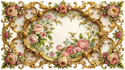 Intricately designed ornate frame with floral patterns and gold accents, perfect for adding an elegant touch to any room or decorative project.