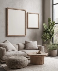 Modern home design with frame mockup display 3d rendering