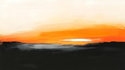 Tranquil Desert Sunset: Minimalist Abstract Painting