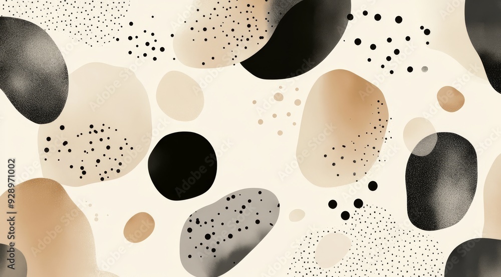 Poster a stylish abstract background with organic shapes in neutral tones and intricate textures that inspi