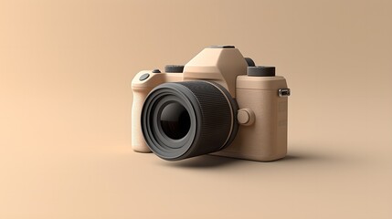 Minimalistic DSLR camera on solid background, representing modern photography technology and design for posters, backgrounds, and banners