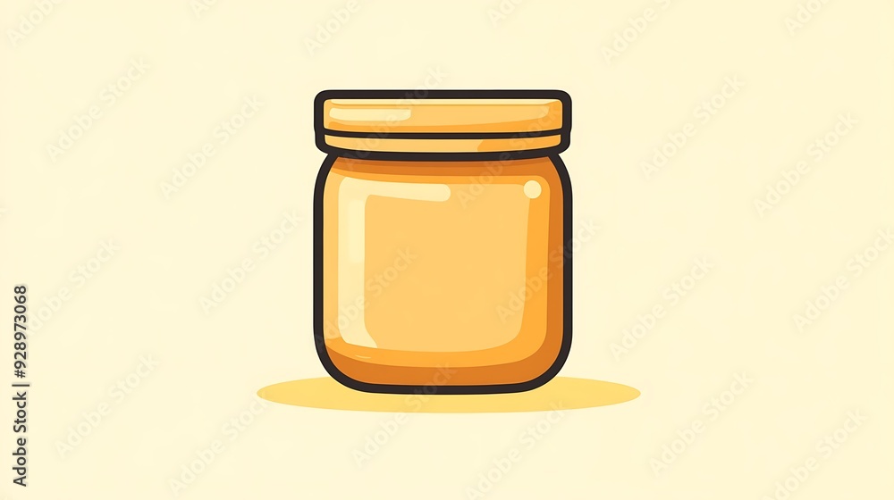 Aufkleber minimalistic peanut butter jar line drawing on yellow background - vector illustration logo icon des