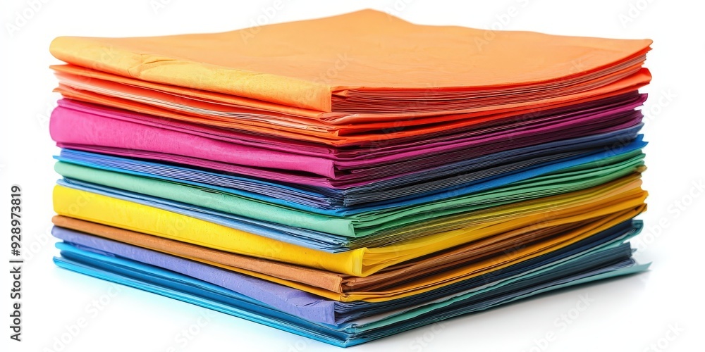 Poster a stack of colorful office documents,a stack of colorful and neatly organized documents,