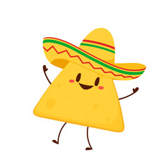 Nacho character design. Nachos on white background.