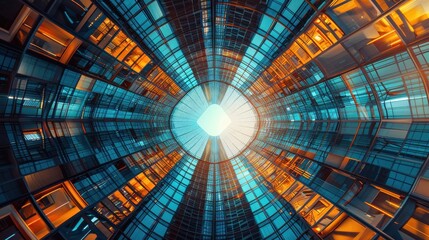 Upward View of Modern Skyscraper Architecture