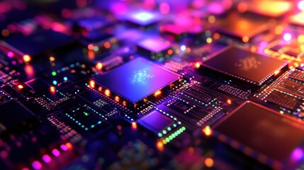 Obraz premium 3D AI NPU chip leading neural processing in engineering