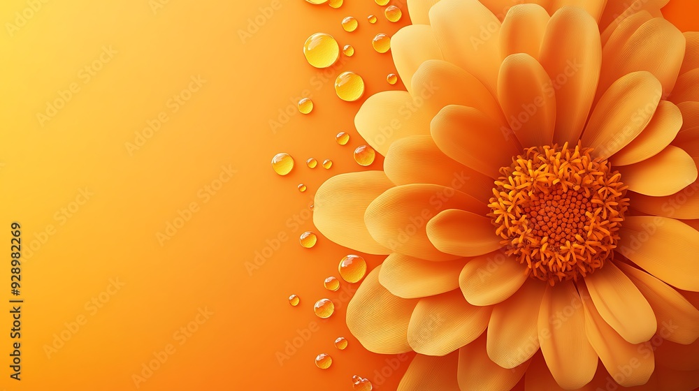 Poster elegant 3d zinnia banner with copy space on golden gradient background for minimalistic design conce
