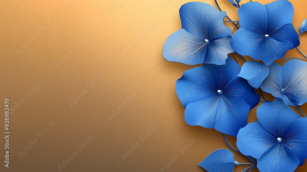 Poster elegant 3d morning glory banner with golden gradient background and copy space - vector illustration