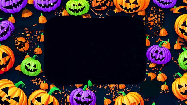 Halloween pumpkin Jack O' Lantern party border background with copy space for design.