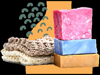 Orange Shape with Persian Blue Semi-circle Pattern and Soap